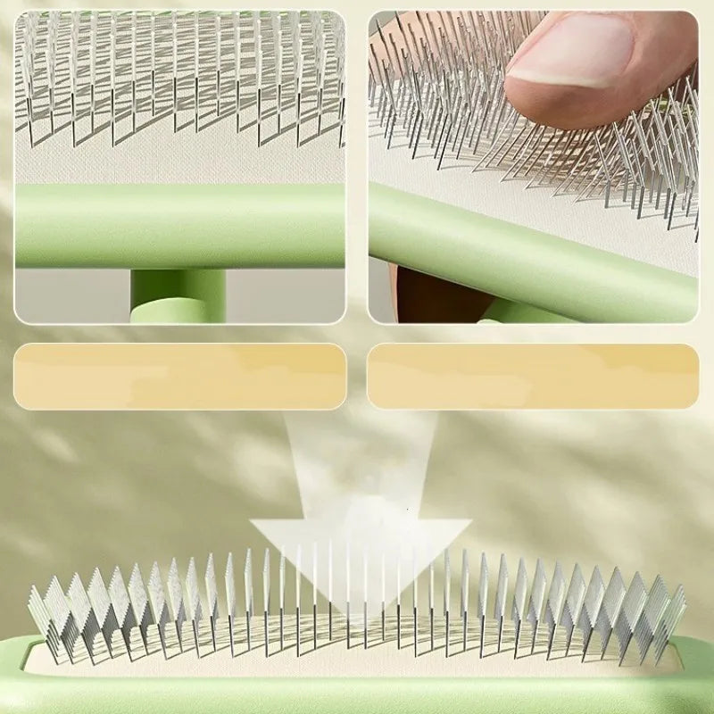 Dog Brush Pet Hair Remover Massage Cat Brush Stainless Steel Combs for Dog Hair Cleaning Comfortable Handle Brushes Pet Grooming