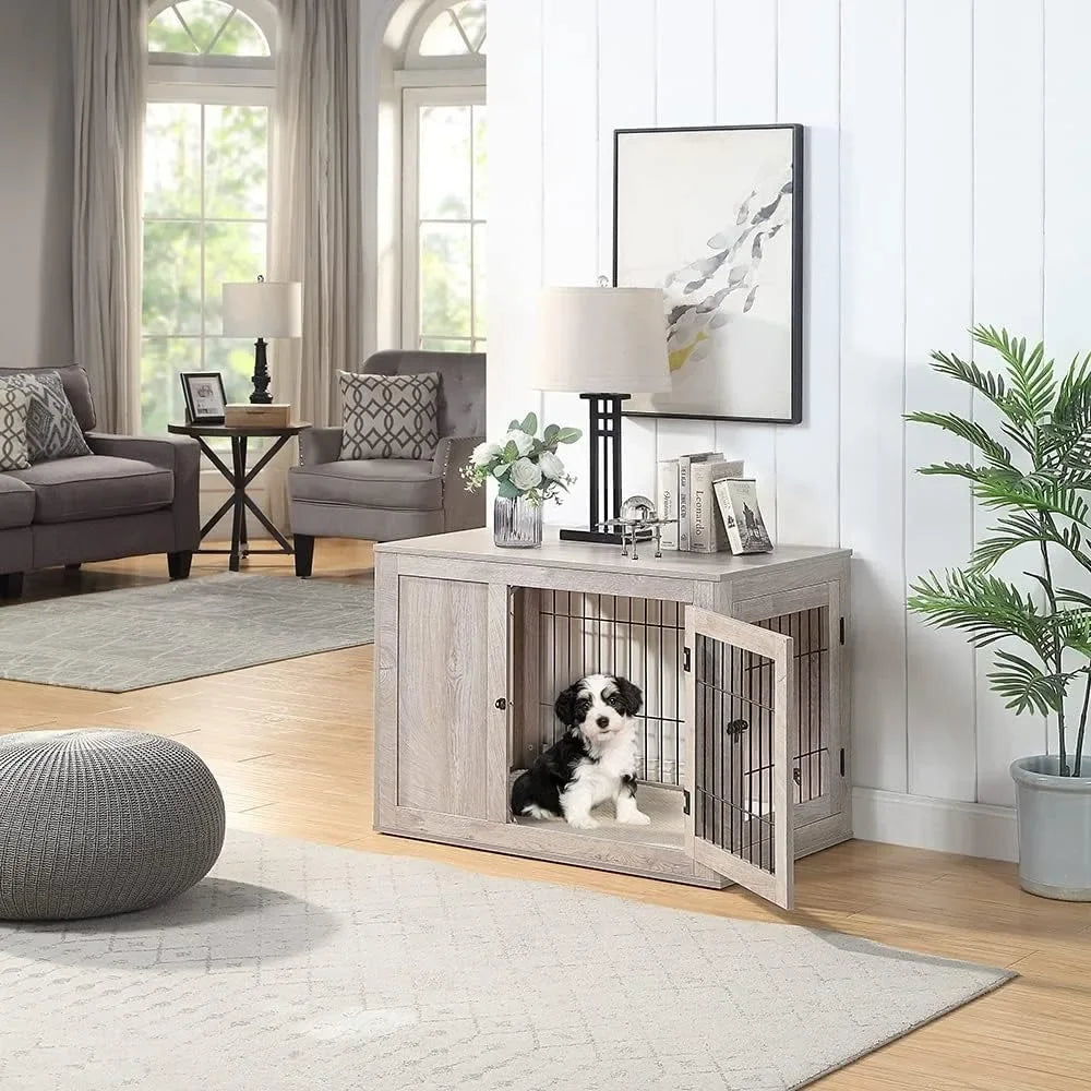 Furniture Style Dog Crate for Medium Dogs Indoor Aesthetic Puppy Kennel with Door Modern Decorative Wood Wire Pet House