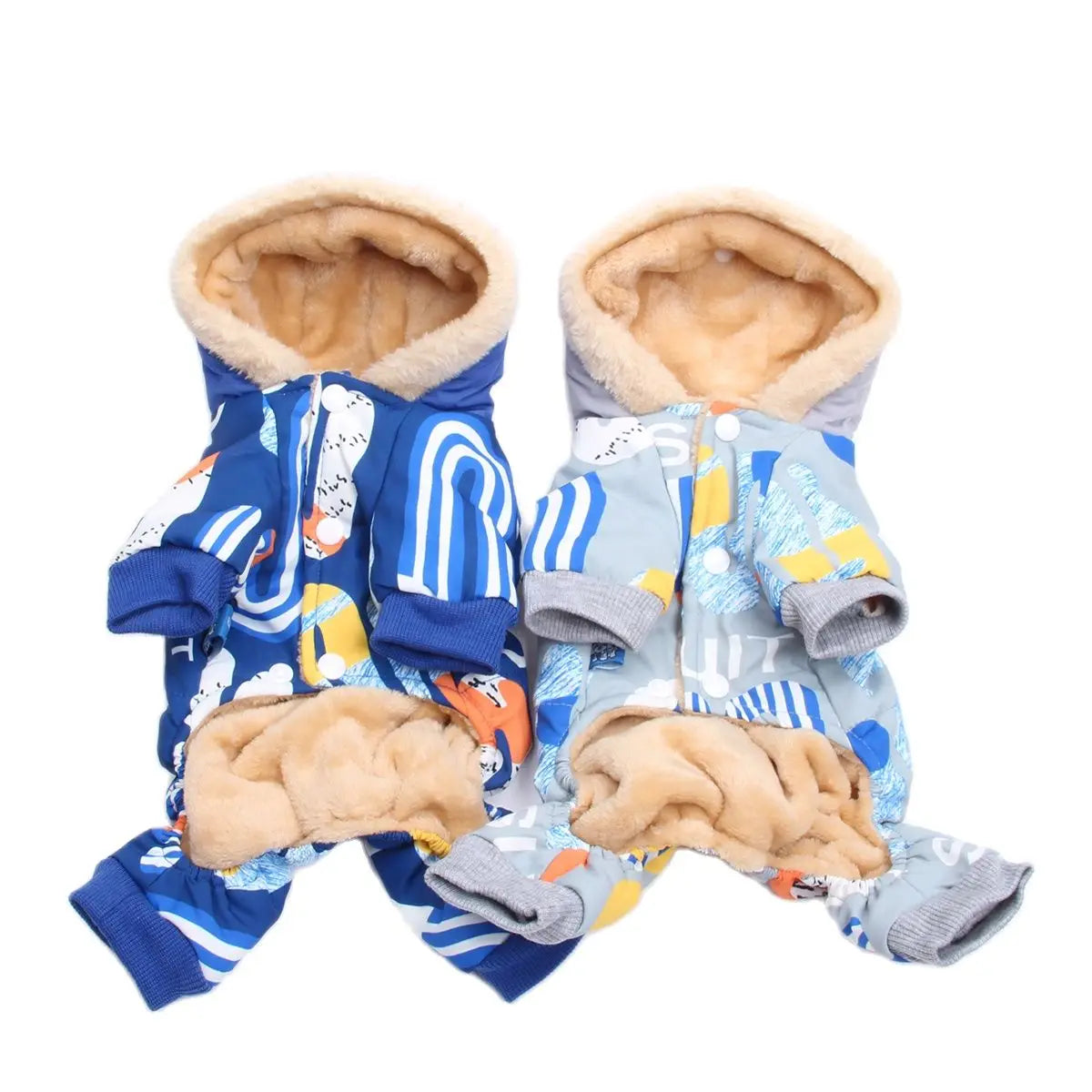 Dog Cat Warm Jumpsuit Hoodie Letters Print with Leash Ring Pet Puppy Coat Jacket Outfit  for Dogs Cats Small Medium