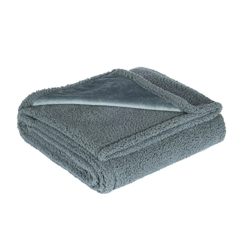 Sofa Bed Blanket Double Sided Sherpa Wool Furniture Protector Waterproof Pet Blanket Liquid Urine Resistant Dog