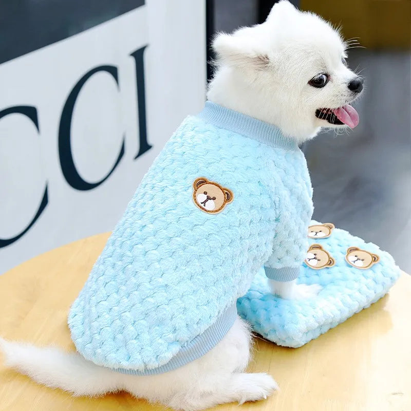 Winter Warm Dog Hoodies Pet Dog Clothes Soft Puppy Pullover Cute Bear Print Cat Sweatshirt Fashion Pet Hoodies Chihuahua Clothes