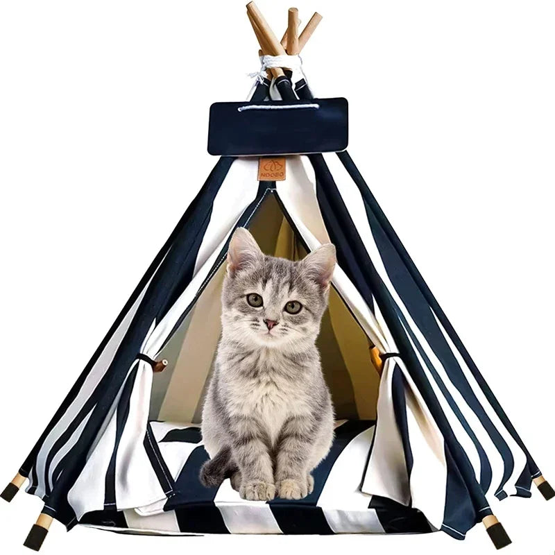 Pet Tent House Dog Bed Portable Removable Washable Teepee Puppy Cat Indoor Outdoor Kennels Cave with Cushion and Blackboard