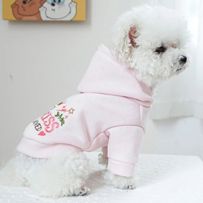 Pet Dog Clothes for Small Medium Dogs Winter Warm Dog Hoodie Letter Print Puppy Pullover Pet Sweatshirt Bichon Frise Dog Clothes