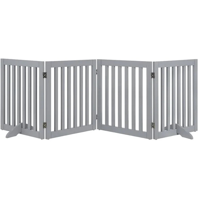 36”H Free Standing Pet Gate for Dog Cat Baby, Tall Wooden Dog Gates for Doorway, Stairs, Foldable Pet Fence for The House