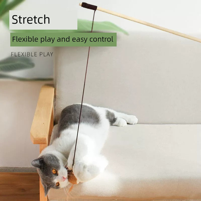 Relieving Stuffy Handy Gadget Long Brush Holder with Bell Mouse Cat Pole Toy