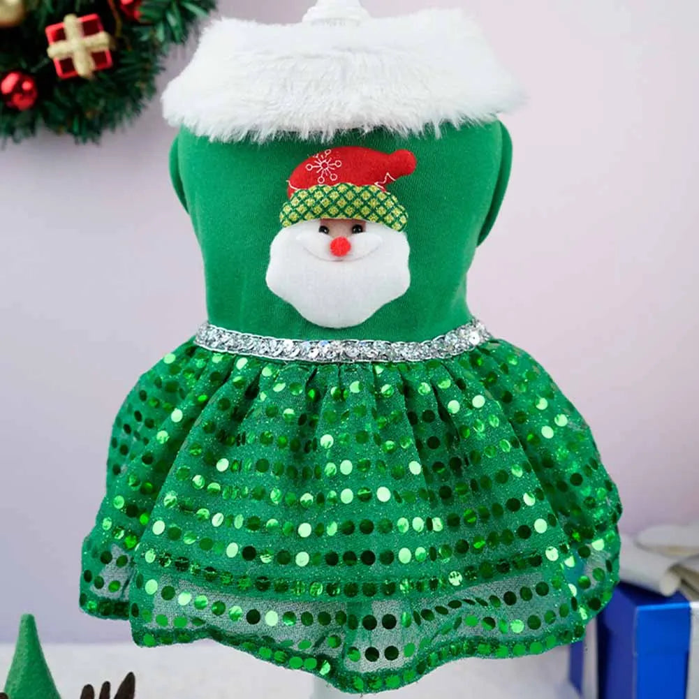 Pet Christmas Dress Costume Comfortable Santa Claus Pet Dress Easy To Clean Cat Dog Dresses Apparel Christmas Dress Up Supplies