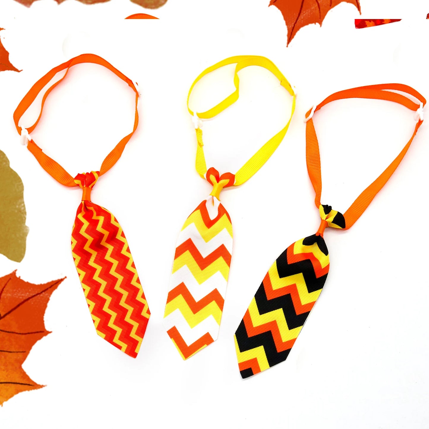 10PCS Fall Pet Dog Bow Tie Grooming Thanksgiving Dog Neckties With Pumpkin Adjustable Dog Collar Small Dog Autumn Pet Supplies