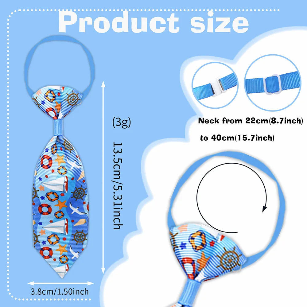 10PCS Pet Necktie Beach Party Cute Printed Dog Bow Tie Handmade Adjustable Dog Necktie Pet Grooming Accessories For Dogs and Cat