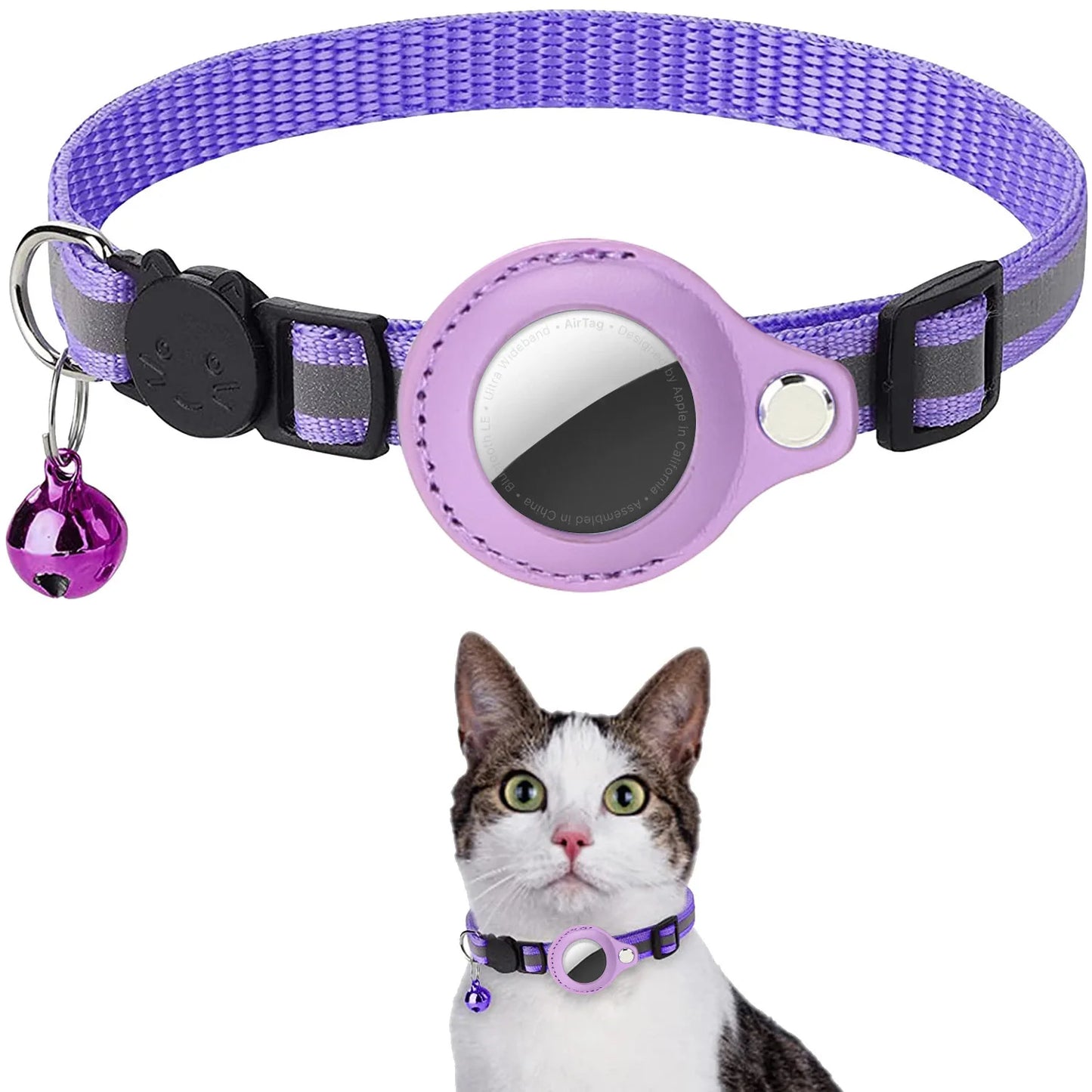 Porte-étiquette d'air pour chat, collier à bandes réfléchissantes détachables, collier réglable pour chaton, collier étanche pour chat, étui pour étiquette d'air pour animaux de compagnie