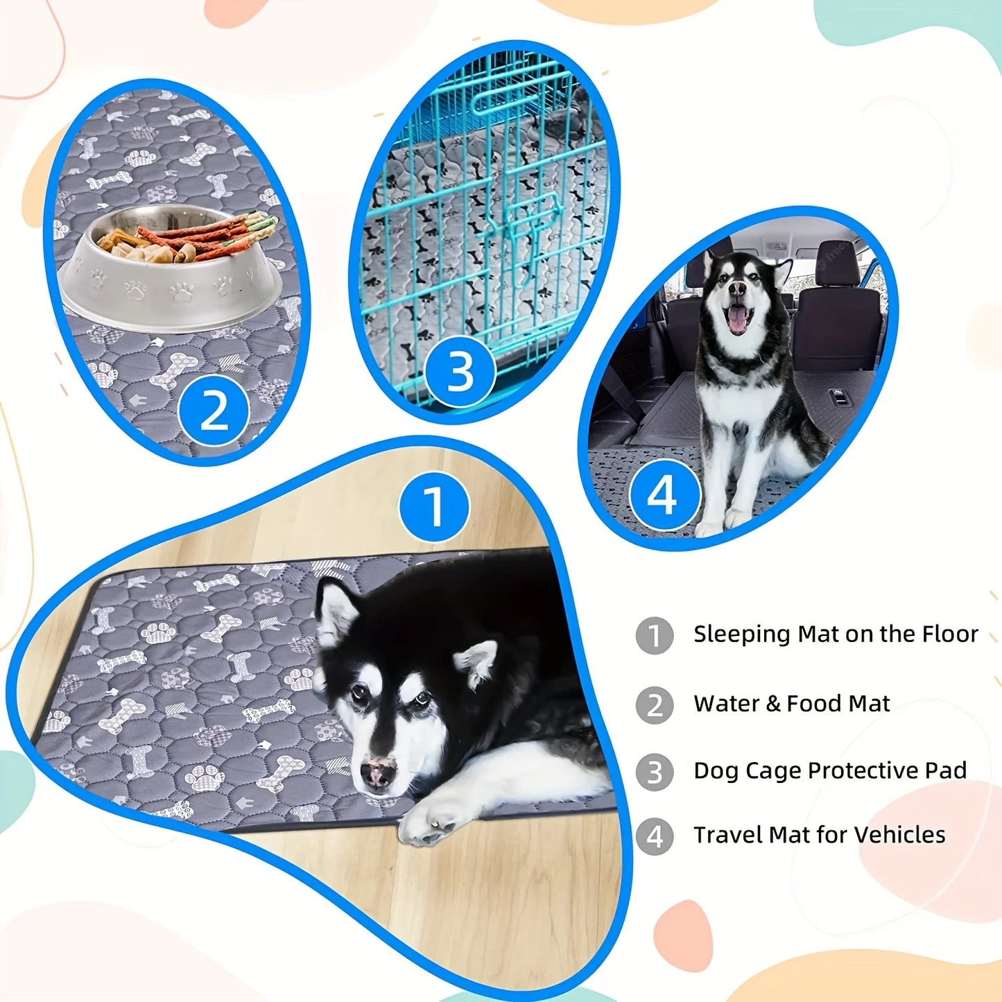 4 Layer Washable Dog Pee Pad, Pet Cat Training Pads, Reusable Puppy Whelping Pads,Protective Non-slip Blanket Mats for dog cage