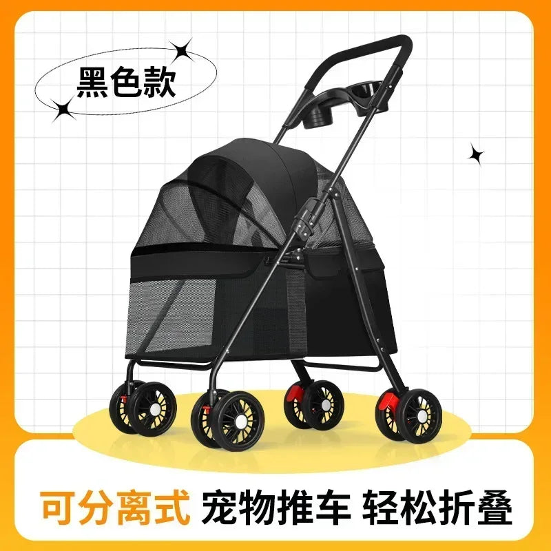 Pet Stroller Dog Cat Large and Small Dog Out Pet Cart Outdoor Travel Lightweight Foldable