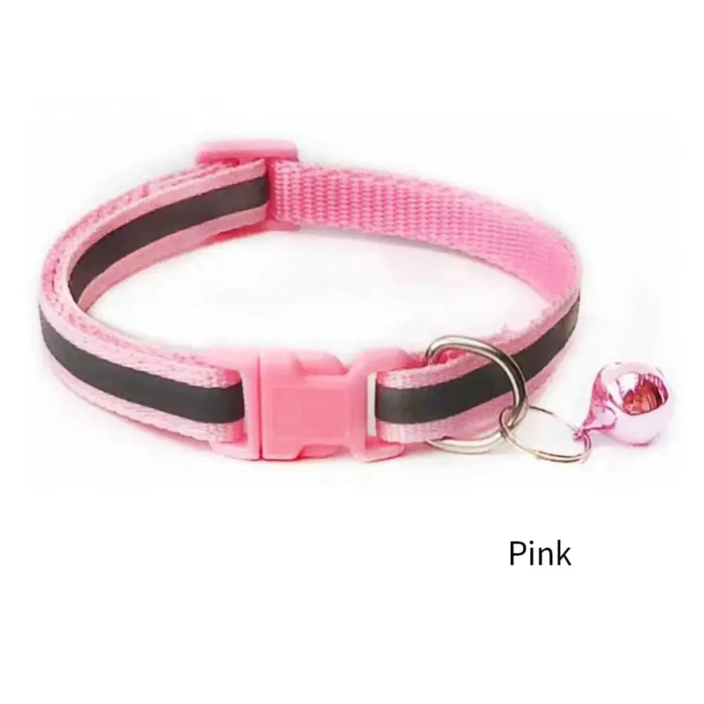 Collier réfléchissant pour chat avec anneau de cou et clochette, fournitures pour animaux de compagnie, collier réfléchissant réglable et élastique de sécurité, produits pour animaux de compagnie