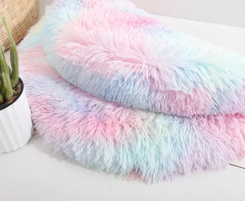 Plush Cat Bed Mats Round Pet Bed for Cats Small Dogs Soft Fleece Pet Sleeping Mat Kitten Puppy Nest Pet Cushion Cat Accessories