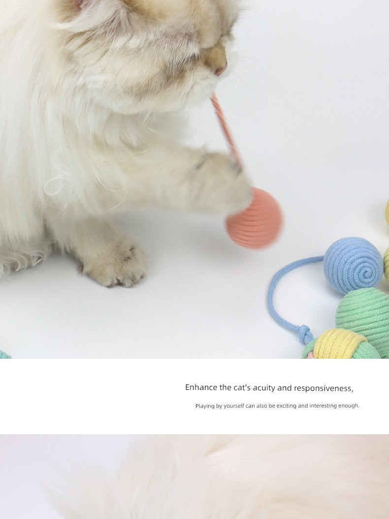 Yuanzhang Meow Cat Toy Ball Cat Teaser Bite-Resistant Ball Scratch-Resistant String Bell Self-Hi Relieving Stuffy Interaction Cat Supplies