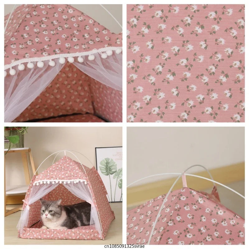 Cat Tent Bed Pet Cat House Closed Cozy Puppy Cage with Floors Pet Dog House Calming Cat Beds Puppy Kennel Tents Pet Supplies