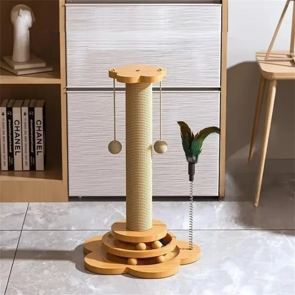 Juguete para gatos, rascador para gatos, plato giratorio para gatos, divertido palo para gatos, bolas, tablero rascador de sisal duradero, suministros para gatos, columna de agarre para gatos