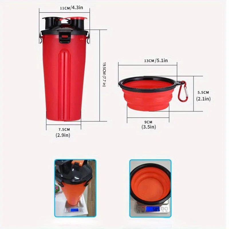 Pets Feeding Kits Portable 2 In 1 Pet Water Bottle with Food Container Dog 2pcs Collapsible Feeder Bowls Outdoor Walking D0018A