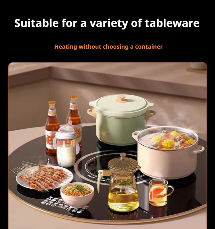 Household Electric Food Warming Board round multifunctional Constant Temperature dining table with hot pot heating plate