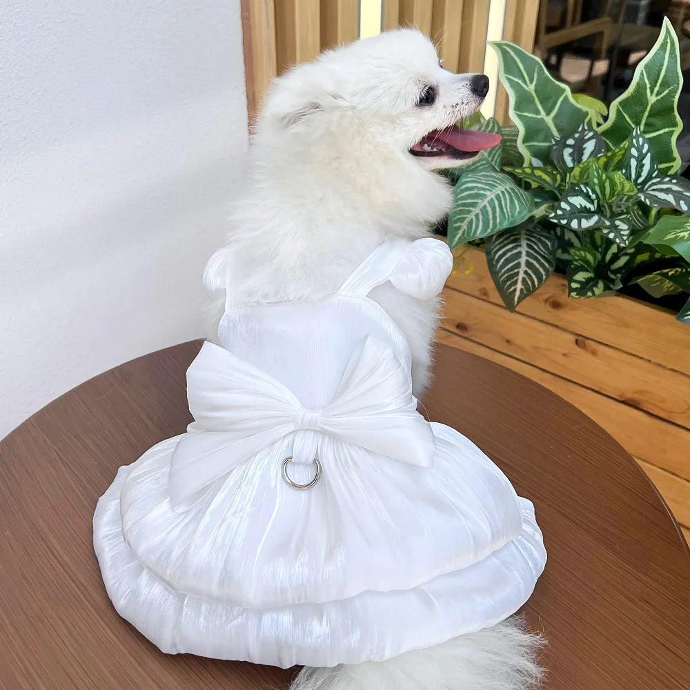 Pet Wedding Dress Dress Bow Skirt Dog Cat Clothing Pull Teddy Bears Spring/Summer Puppy Clothes Dog Clothes for Small Dogs