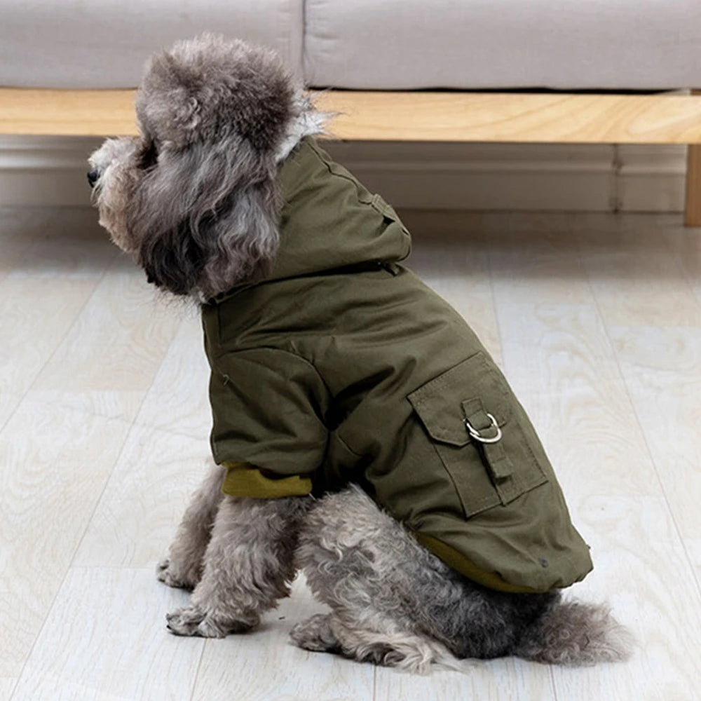 Dog Pet Winter Thickened Hiking Coat With Hooded Coat Soft And Comfortable Dog Coat Jacket Outdoor Sports Pet Clothing