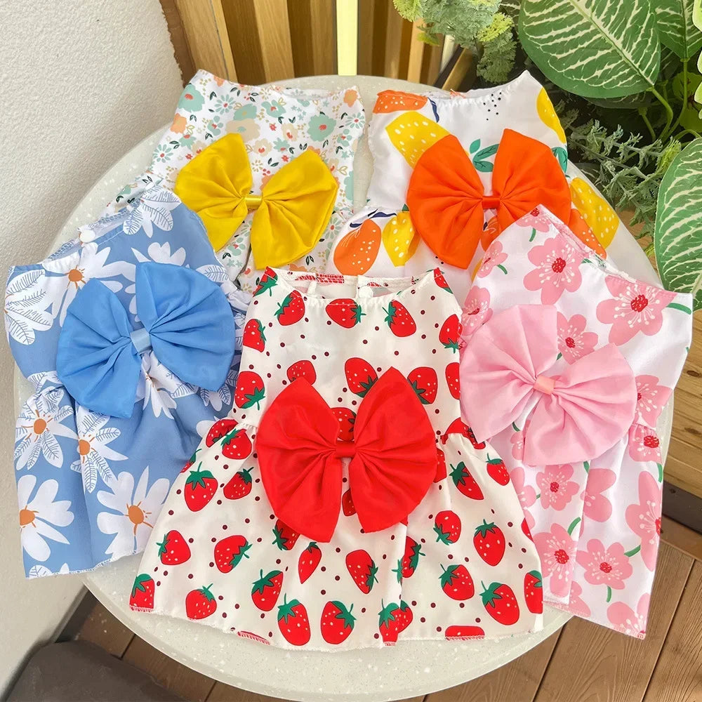 Floral Princess Dress for Dogs Spring Summer Puppy Dresses Sweet Pet Clothing Bichon Yorkshire Cute Printed Dog Cat Thin Skirt