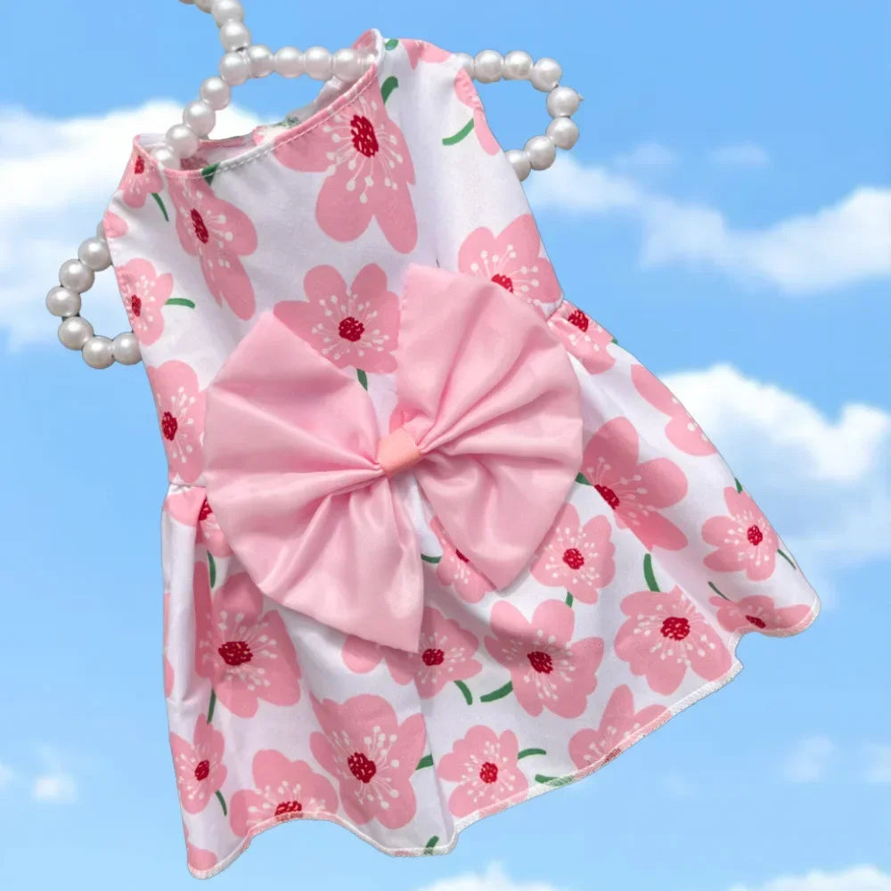 Floral Princess Dress for Dogs Spring Summer Puppy Dresses Sweet Pet Clothing Bichon Yorkshire Cute Printed Dog Cat Thin Skirt