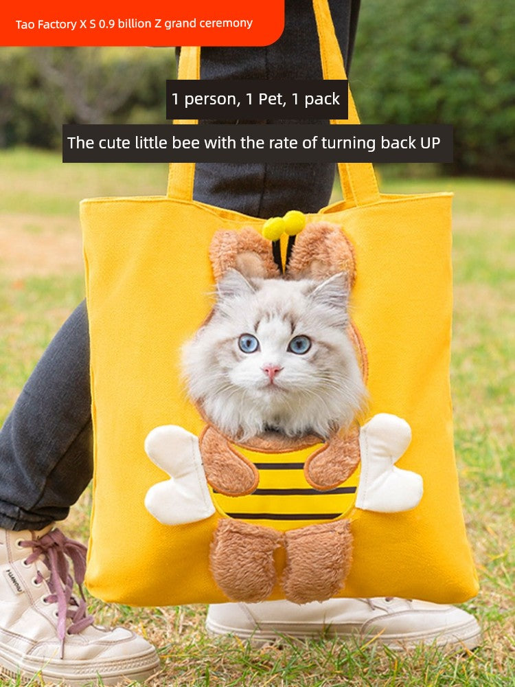 Cat Bag Outdoor Portable Canvas Bag Shoulder Bag Crossbody Bag Dog Backpack Exposed Cat Small Size Dogs Pet Bag