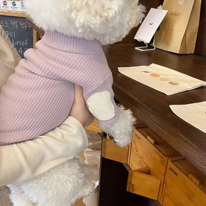 Fashion Pet Dog Bottoming Shirt Puppy Solid Color Clothes Winter Teddy Warm Two Legged Clothing Pet poodle Pullover Dog Jackets