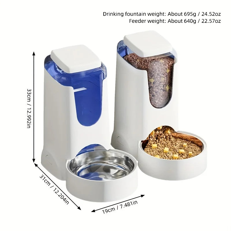 Automatic Pet Feeder/Water Dispenser, Gravity Vision Dog Feeder Water Dispenser With Stainless Steel Bowl, Indoor Dog Automatic