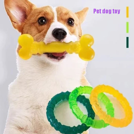 Pet dog toys, interactive, bite resistant, relieve boredom, clean teeth, rubber bones, rubber rings, suitable for small dogs