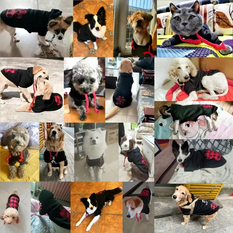 Winter Warm Pet Dog Clothes for Large Dogs Fashion Puppy Sweaters Cute Print Cat Hoodies Soft Pet Kitten Outfits Bulldog Clothes