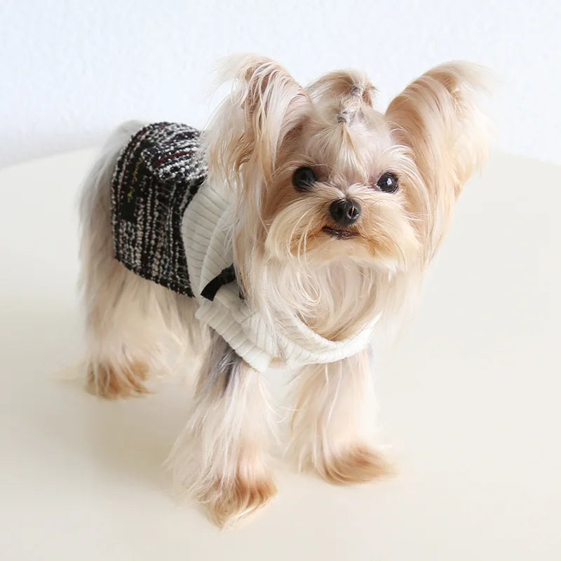 Pet Autumn and Winter Knitted Patchwork Coarse Woolen Dress New Woolen Dress Dog and Cat Clothing Puppy Clothes for Small Dogs