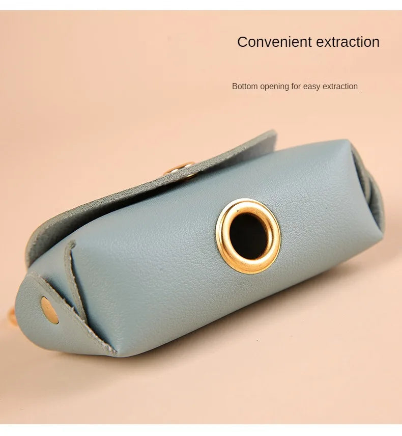 Stylish Pet Bag Holder Faux Leather Pet Poop Bag Holder with Dispenser for Dog Bags Portable Dog Poop Bag Organizer Supplies Pet