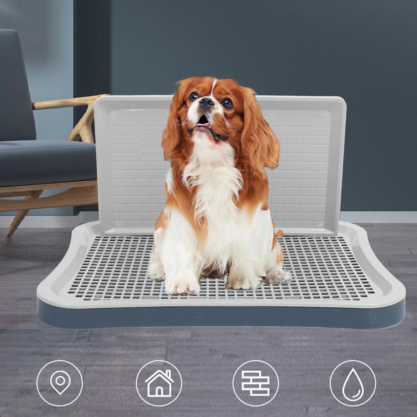 Dog Training Toilet with Wall Column Removable Portable Puppy Mesh Training Potty for Large Small Medium Pets Dog Toilet Tray