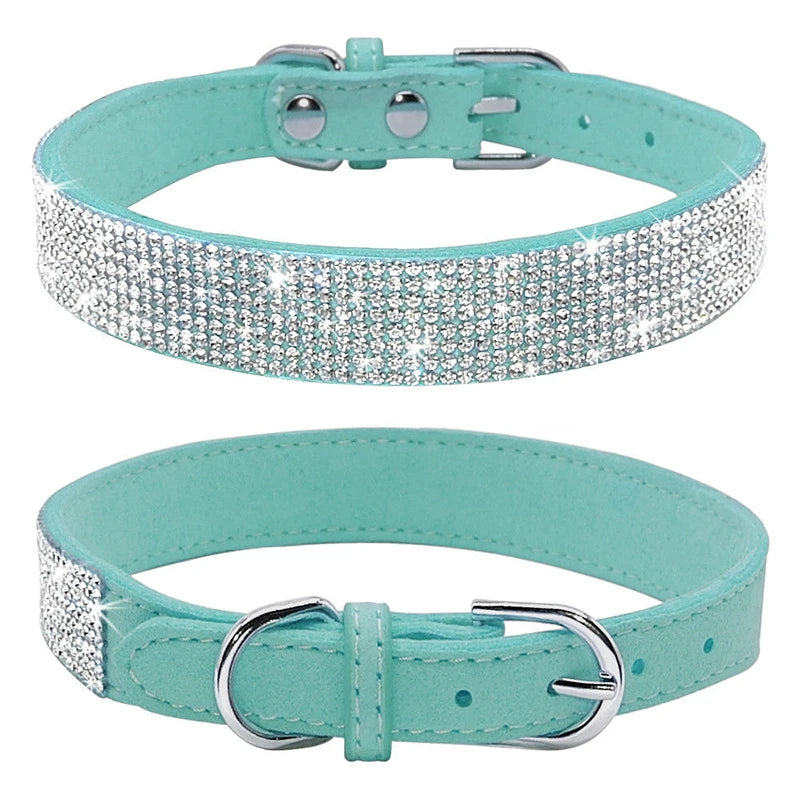 Dog Collar Crystal Glitter Rhinestone Pet Collars Zinc Alloy Buckle Collar For Small Medium Dogs Cats Chihuahua Pug Dog Collar