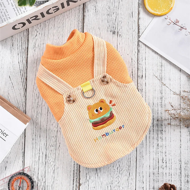 Hamburger Big Dog Costume Jumper Dresses For Small Big Breeds Puppy Dachshund Corgi Autumn Winter Pet Clothes Yellow Size XS 4XL