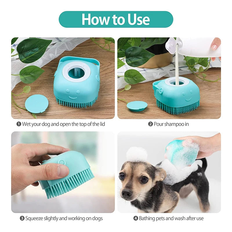 Puppy Dog Bath Accessories Pet Dog Bath Shampoo Brush Cat Grooming Massage Comb Scrubber For Bathing Short Hair Soft Silicone