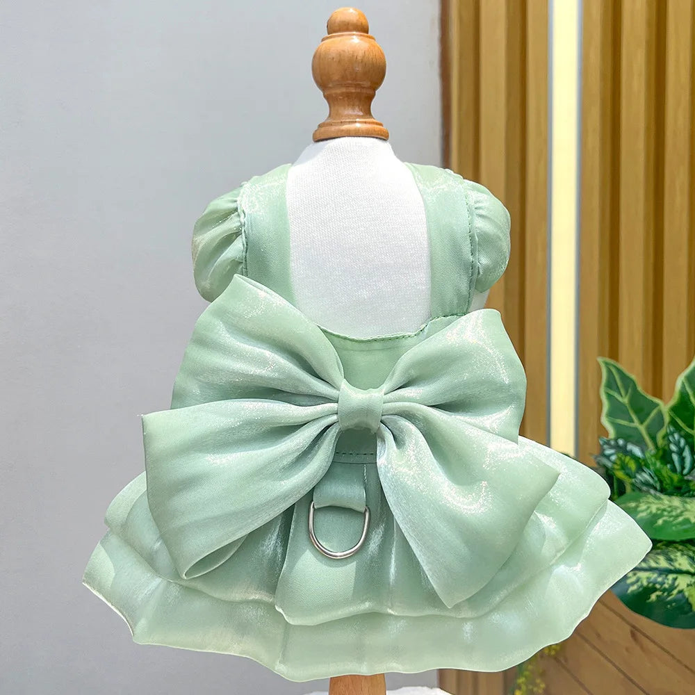 Pet Wedding Dress Dress Bow Skirt Dog Cat Clothing Pull Teddy Bears Spring/Summer Puppy Clothes Dog Clothes for Small Dogs