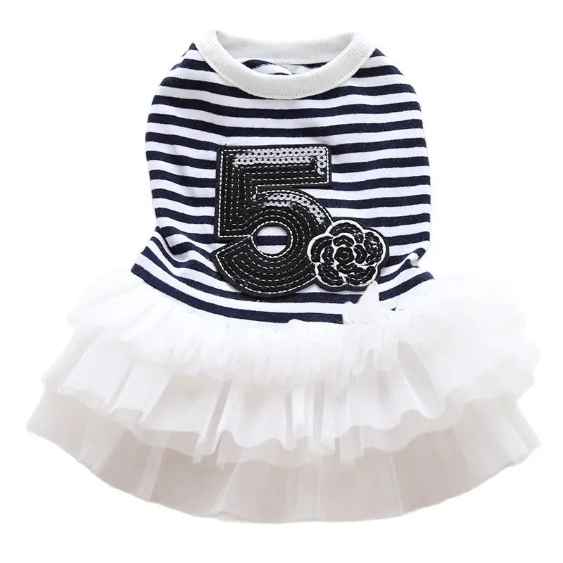 New Dog Cat Dress Striped&Flower Design Pet Puppy Spring/Summer Clothes Outfit 5 Sizes