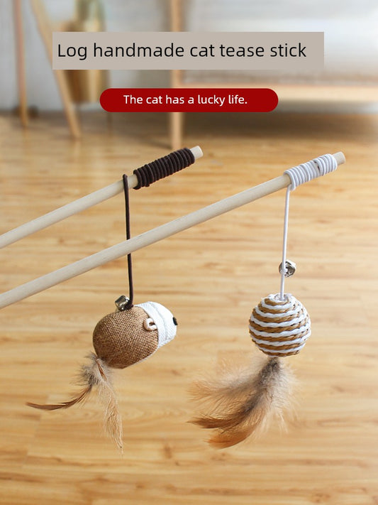 Toy Self-Hi Wooden Mouse Bell Feather Cat