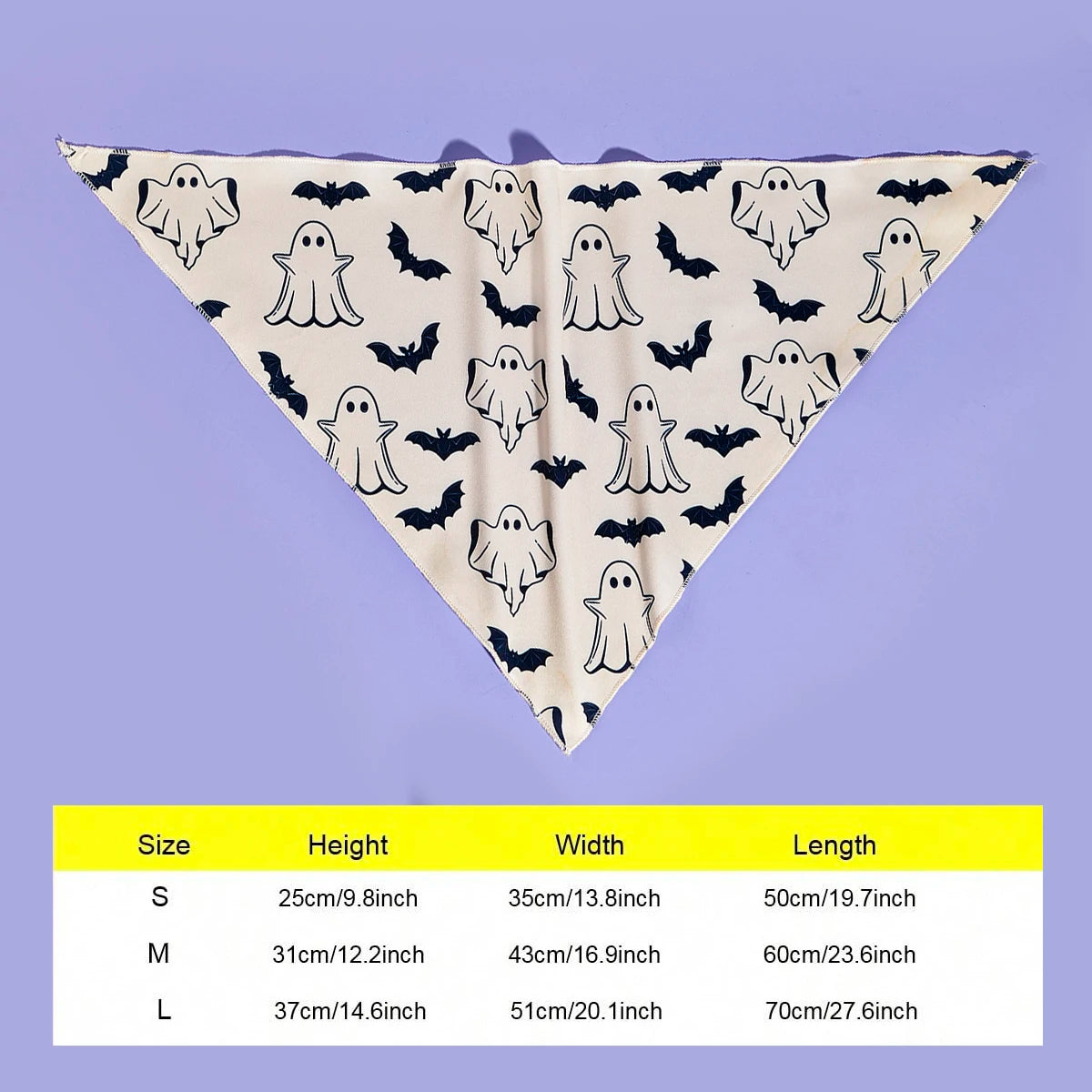 Soft Dog Bandana with Cute Ghost and Bat Pattern,Triangle Scarf for Puppy Small Dog, Pet Kerchief for Small Medium Dogs Hallowee