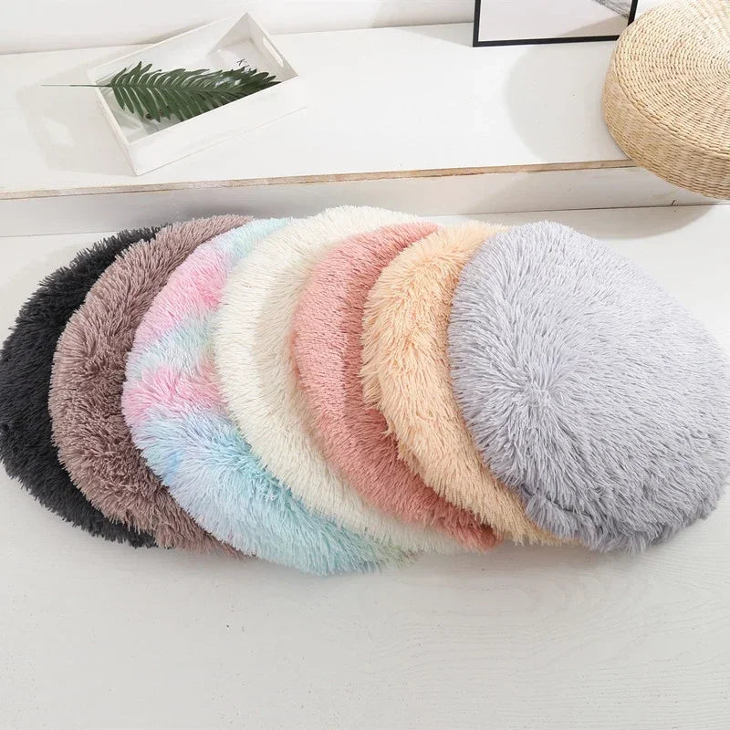 Plush Cat Bed Mats Round Pet Bed for Cats Small Dogs Soft Fleece Pet Sleeping Mat Kitten Puppy Nest Pet Cushion Cat Accessories