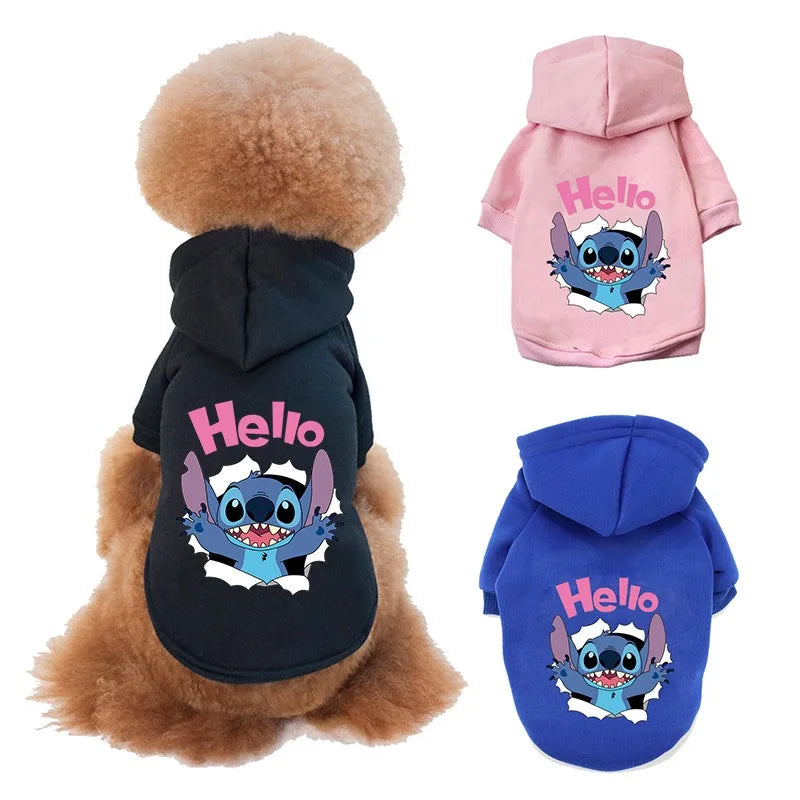 Disney Stitch Dog Clothes Winter Warm Pet Clothes Cotton Pets Clothing For Small Medium Dogs French Bulldog Chihuahua Costume