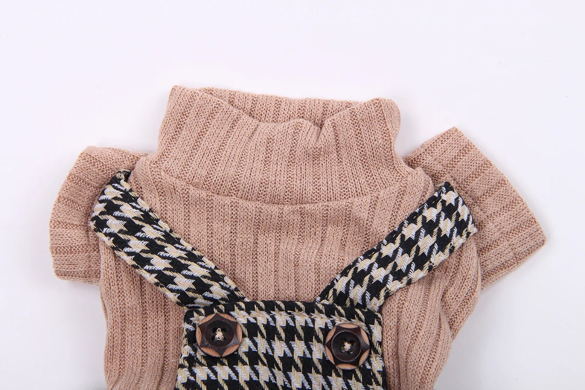 Boy/Girl Dog Cat Dress Sweater Strap Houndstooth Design Pet Hoodie Autumn/Winter Clothing Apparel For Dogs Cats