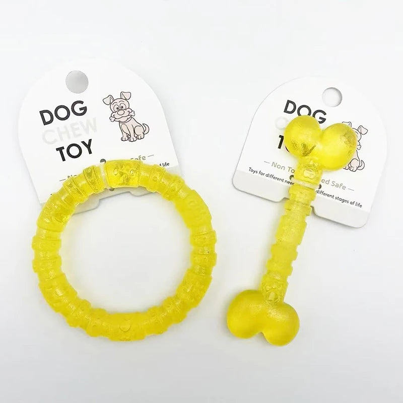 Pet dog toys, interactive, bite resistant, relieve boredom, clean teeth, rubber bones, rubber rings, suitable for small dogs