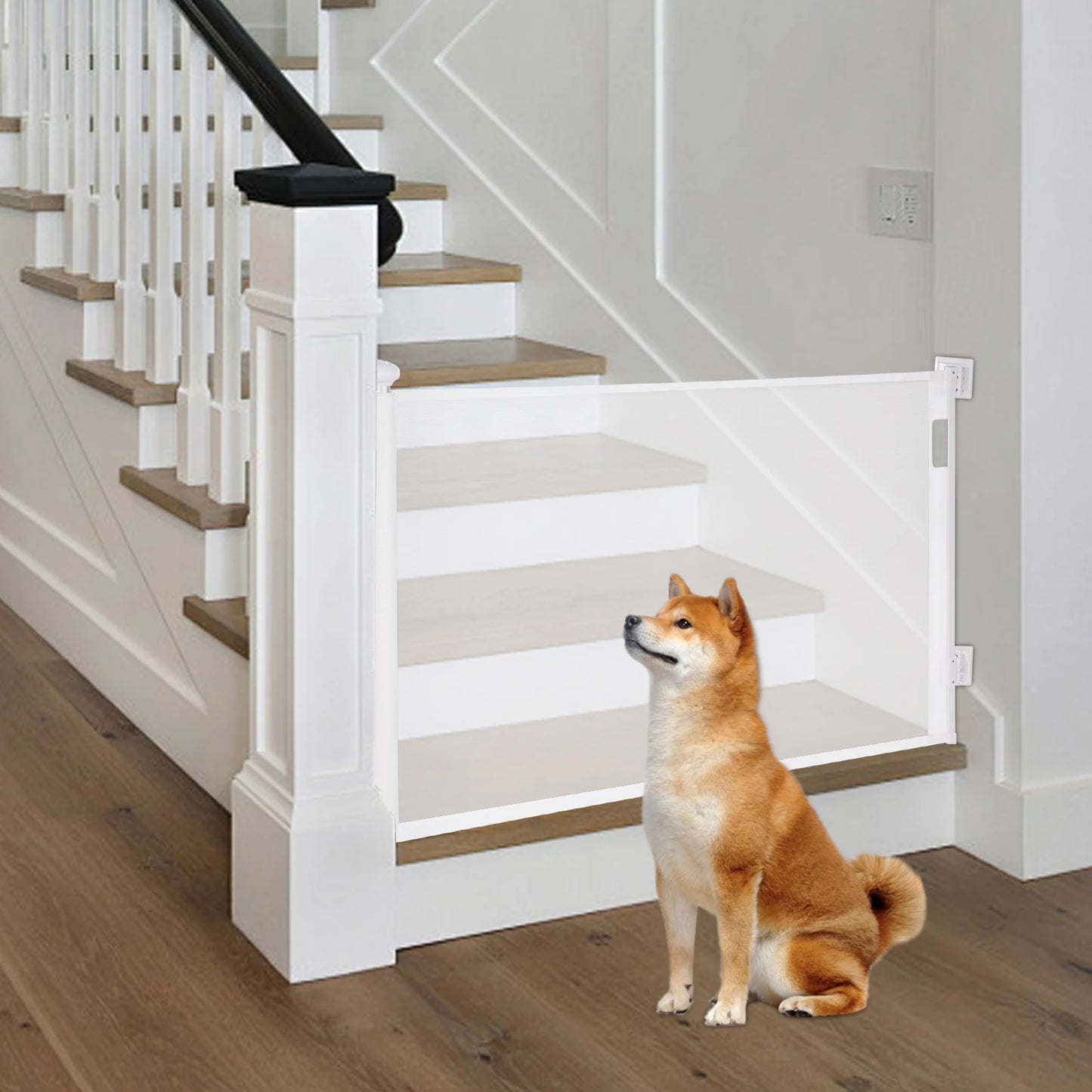 Pet Dog Barrier ABS Fence Safety Stretchable Stairs Gate Kitchen Entrance Baby Separation Isolated Doorway Guard W/Double Lock