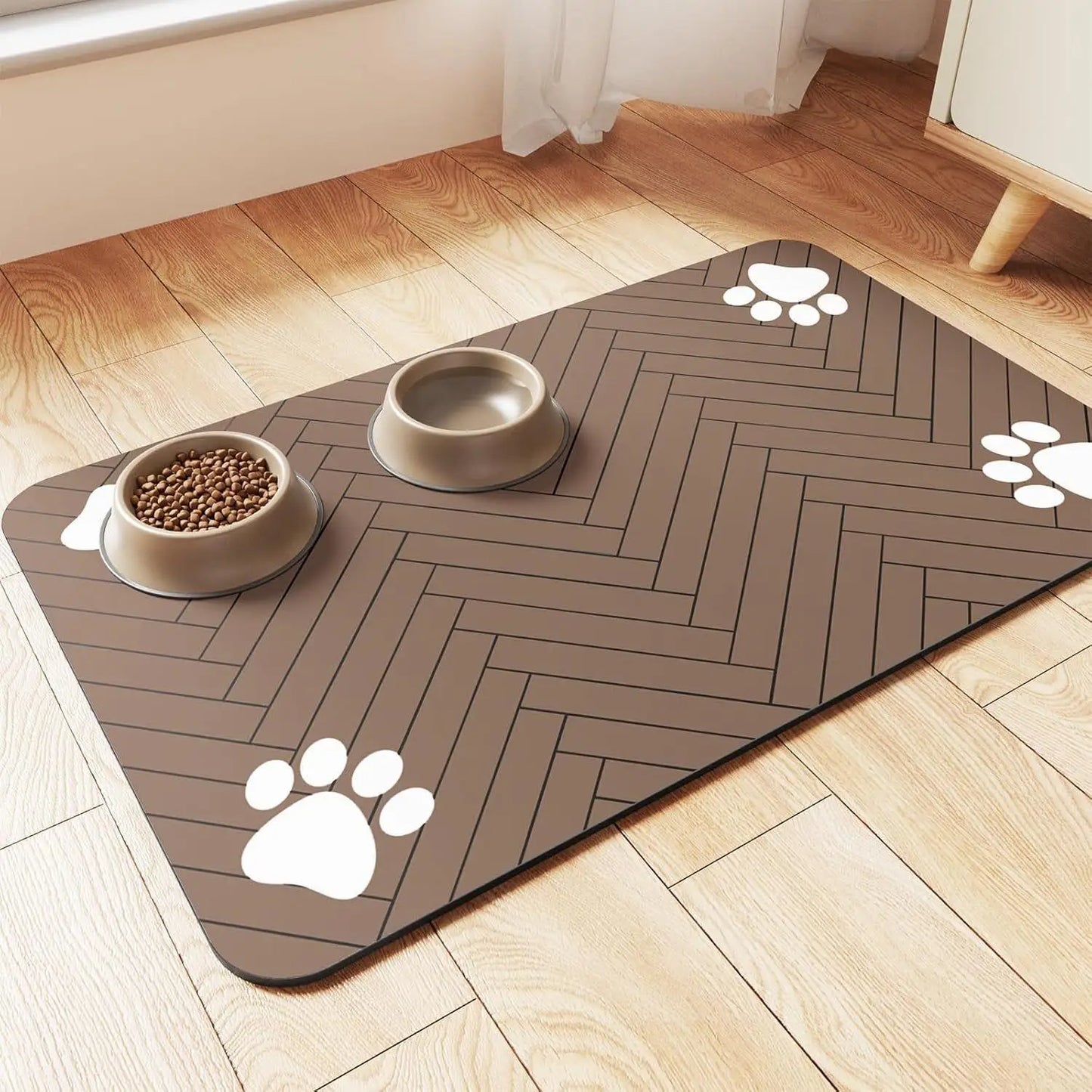 Pet Feeding Mat-Absorbent Pet Placemat for Food and Water Bowl, with Waterproof Rubber Backing, Quick Dry Water Mat for Dog Cat