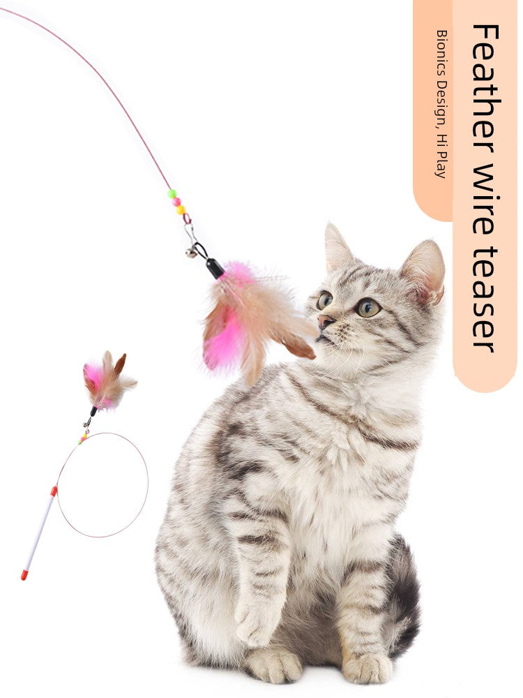 Bite-Resistant with Bell Relieving Stuffy Handy Gadget Steel Wire Cat Teaser