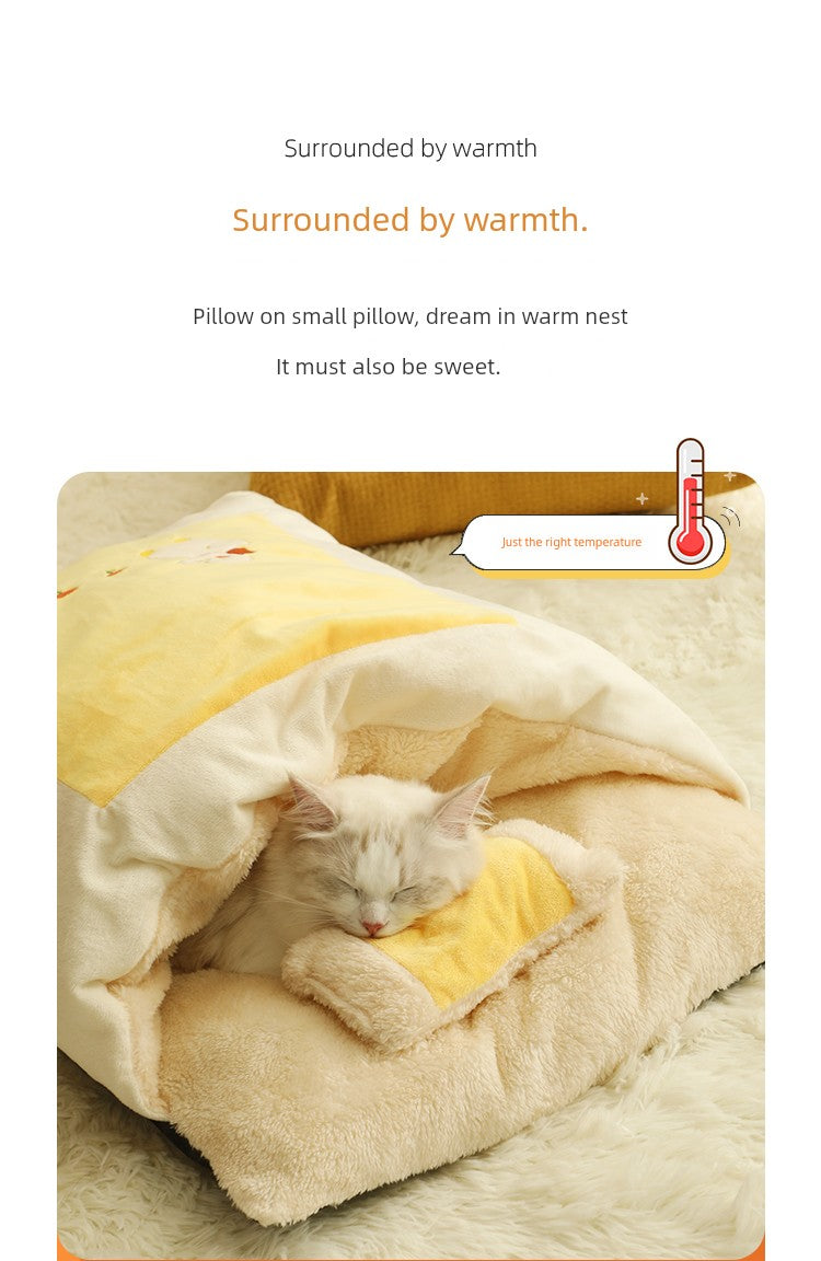 Duokete Semi-Closed Cold-Proof Quilt Sleeping Bag Cat Nest