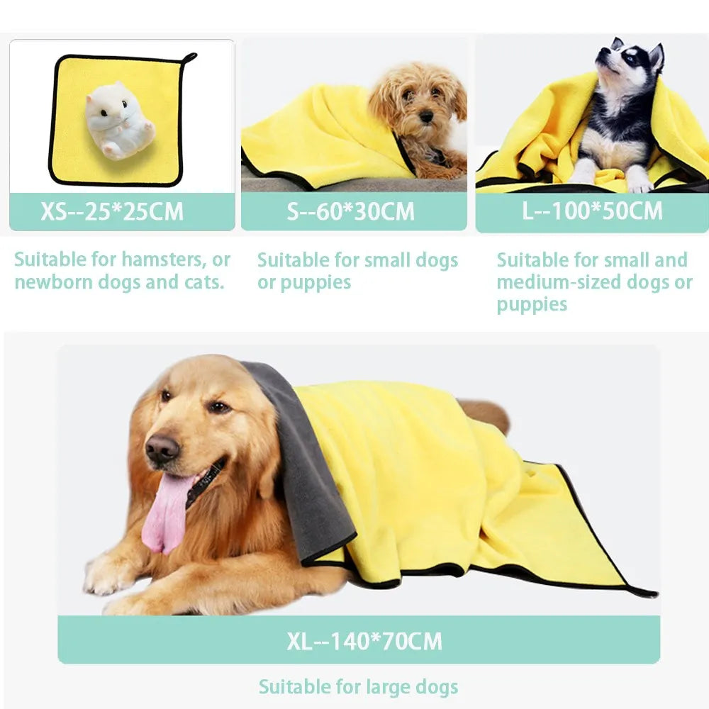 Serviettes pour chiens et chats à séchage rapide Serviettes en fibres douces Serviette de bain absorbante Peignoir pour animaux de compagnie Serviette de nettoyage pratique Fournitures pour animaux de compagnie